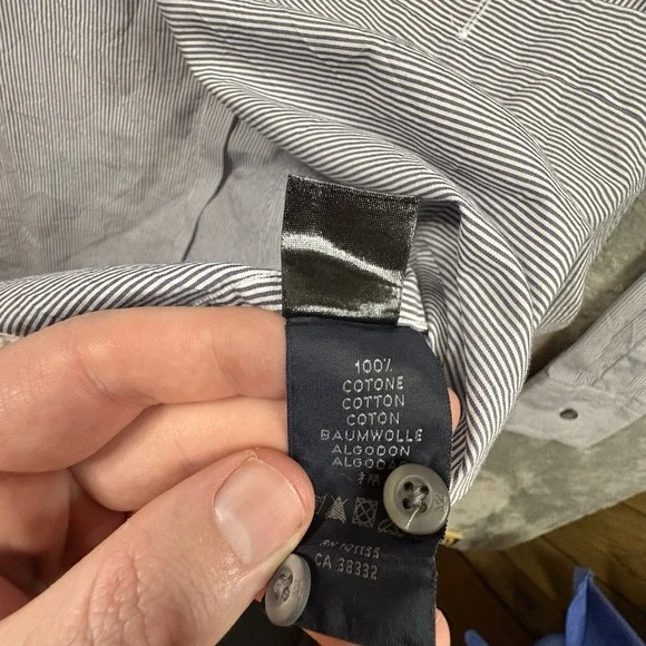 Ermenegildo Zegna Men's XL‎ Dress Shirt Blue/Gray Striped LS SEE DESCRIPTION - Picture 6 of 16